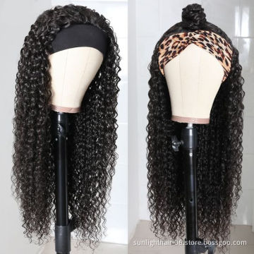 Sunlight Hair Headband Scarf Wig brazilian hair Glueless human hair wigs for black Women Headband Wig with headband attached